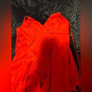 tie up red dress